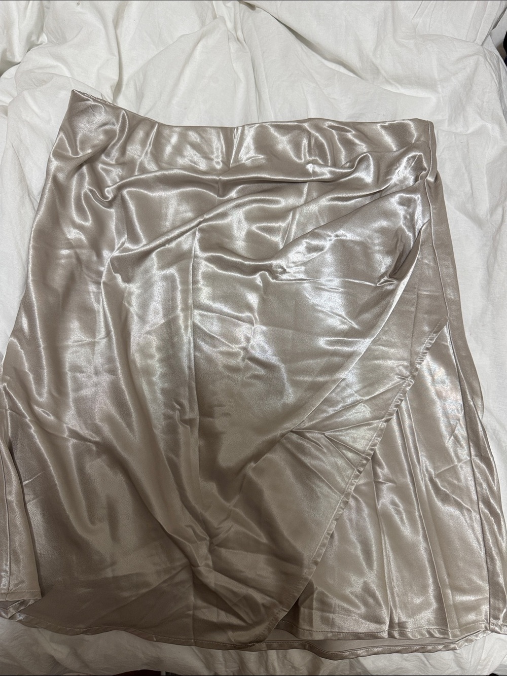 Rachel Zoe Satin Midi Skirt in Light Champagne Taupe